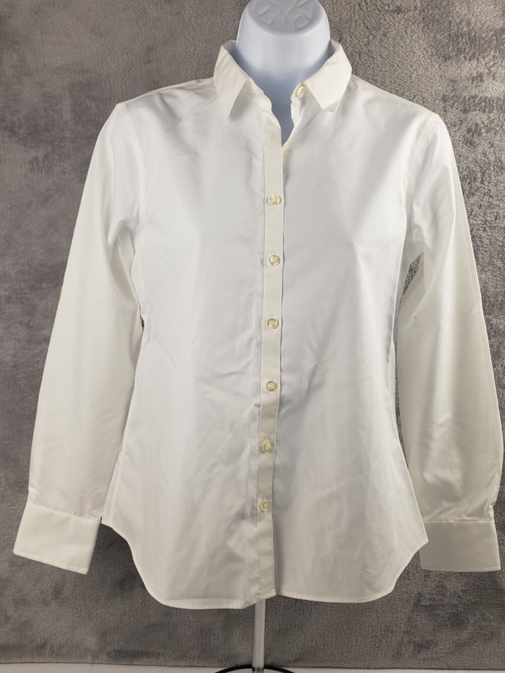 Lands End 2P White Dress Shirt Non Iron Womens Petite Supima Long Sleeve